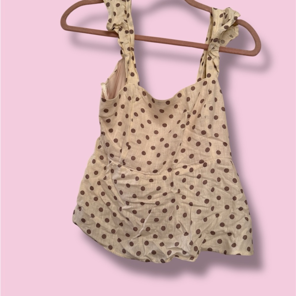 Polka Dot Sleeveless Top Brown and Cream Tank